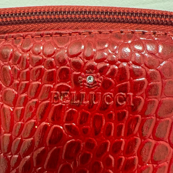 Red Franco Bellucci Architectural Croc Embossed Bag - Picture 2 of 4